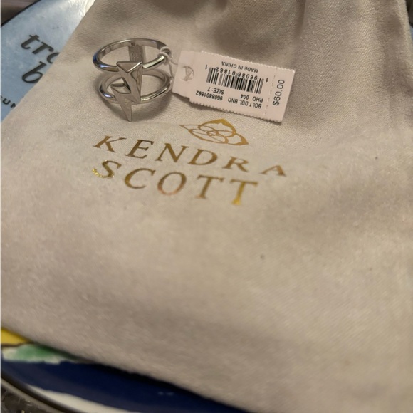 Kendra Scott Rhodium-Plated Lightning Bolt Double Row Ring Size 7 - Picture 3 of 4